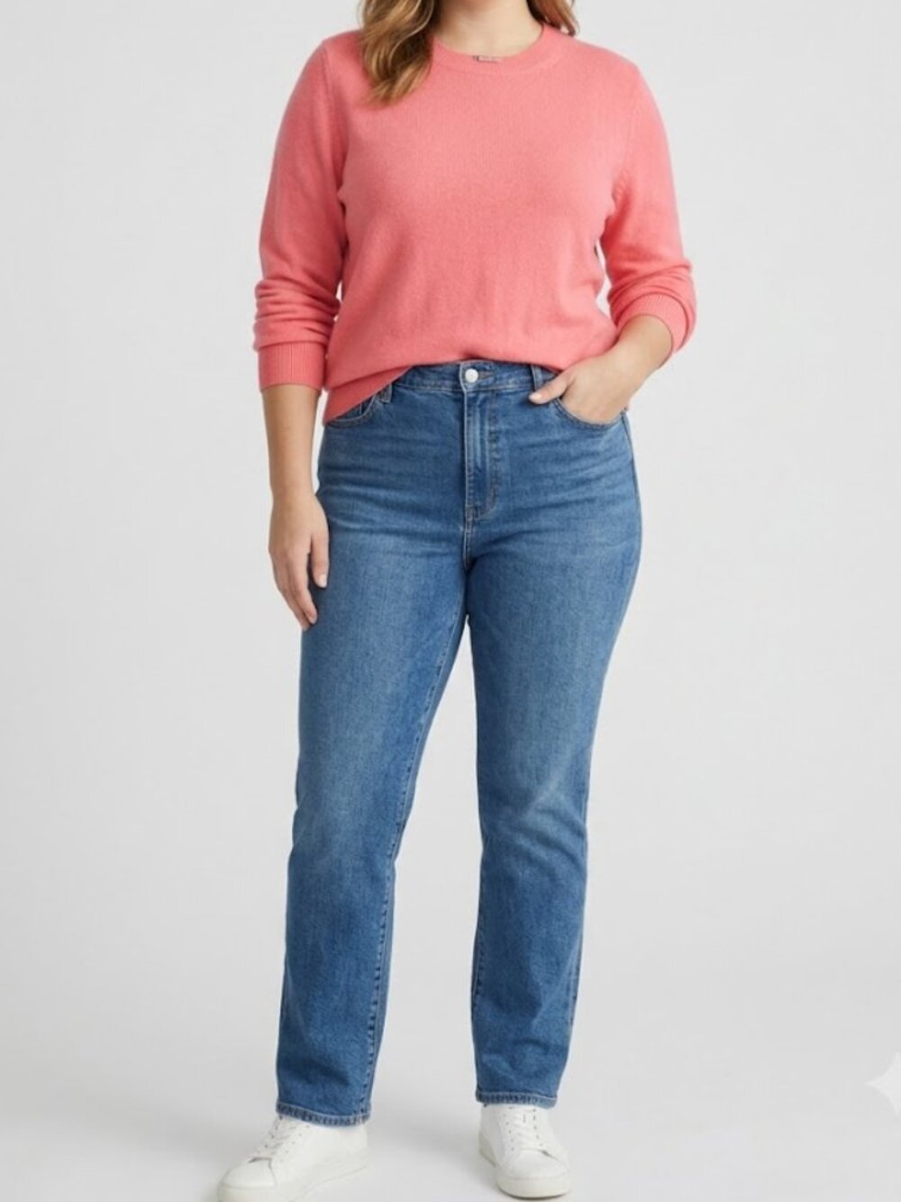 J.‎ Crew Merino Wool Bright Pink/Coral Scoop Neck Sweater Size Medium